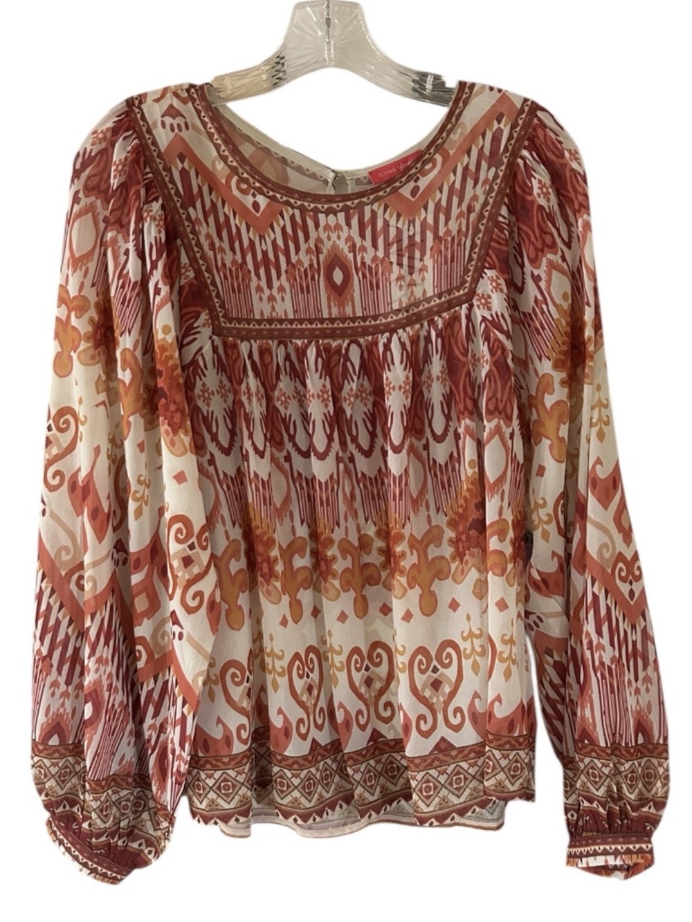 FLYING TOMATO Blouse Long Sleeve SMALL Peasant Boho Hippie Western Tribal